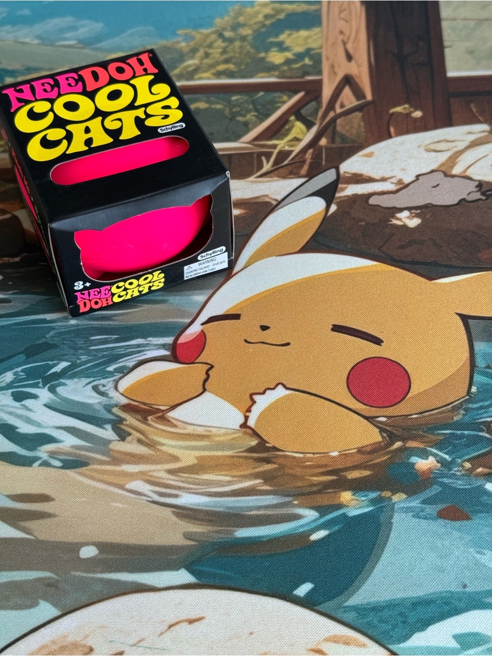 New Authentic NeeDoh Cool Cats by Schylling Squishie Fidget Toy- Neon Pink